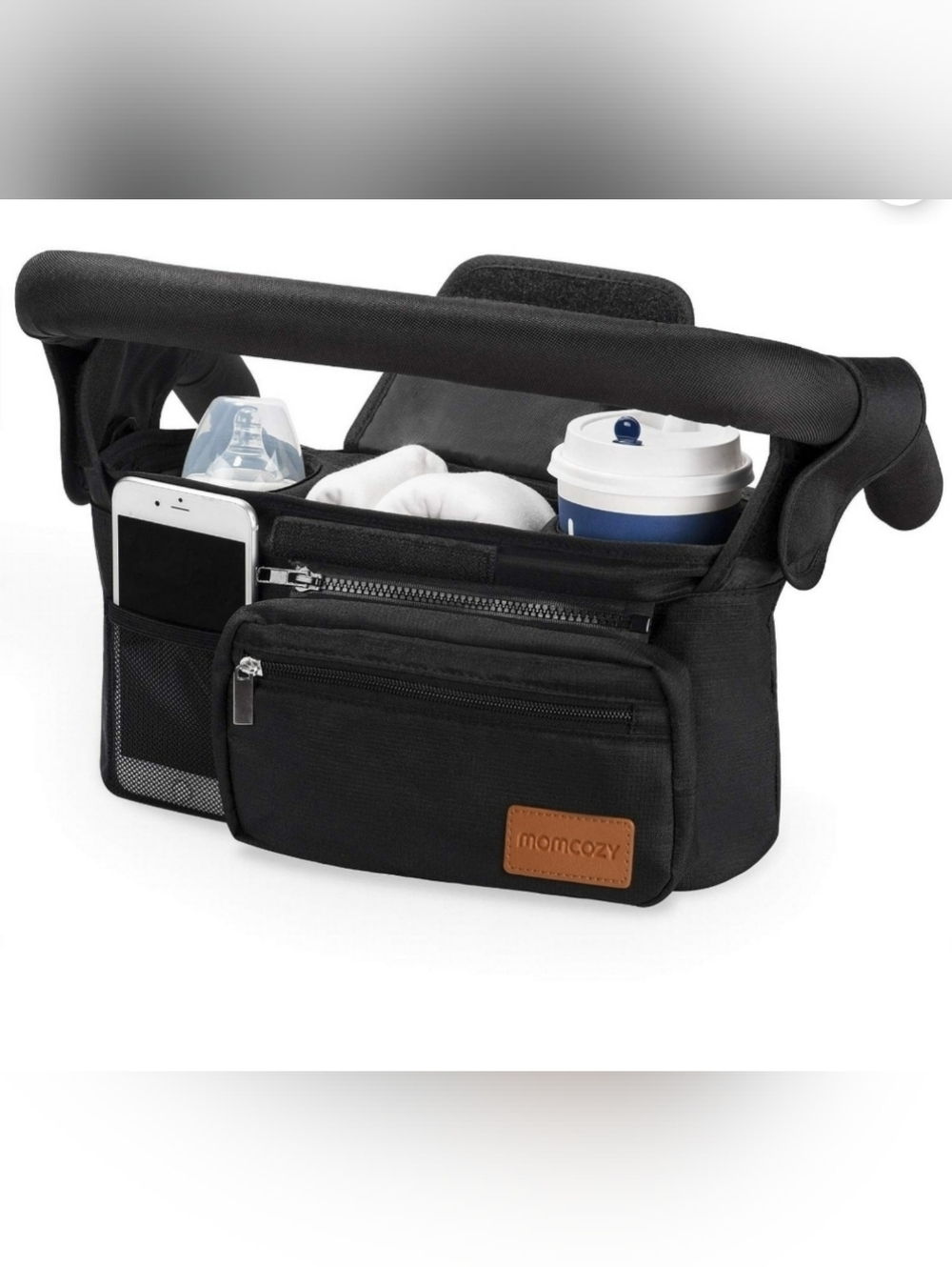 Momcozy Universal Stroller Organizer with Insulated Cup Holder & Shoulder Strap